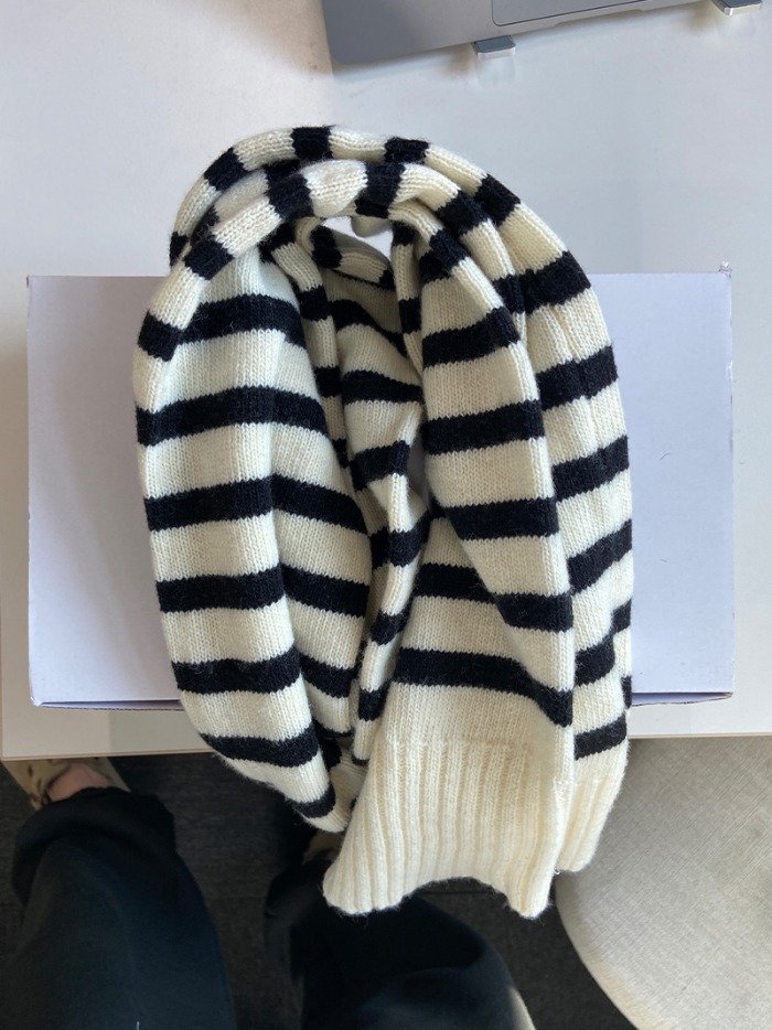 live wool stripe knit muffler