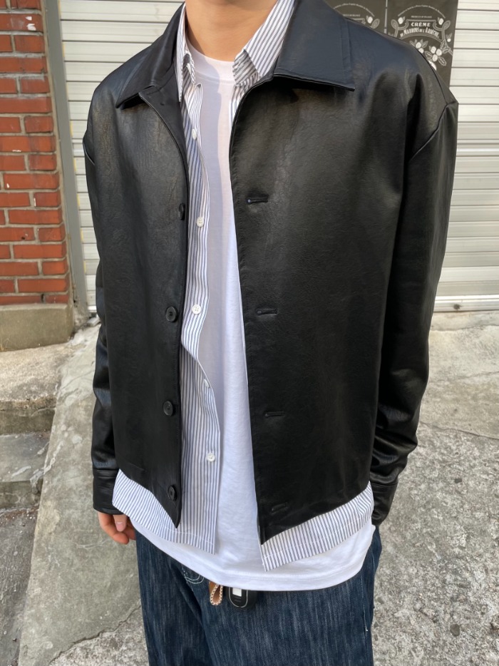 (구디션추천/주문폭주) ams crop leather jacket
