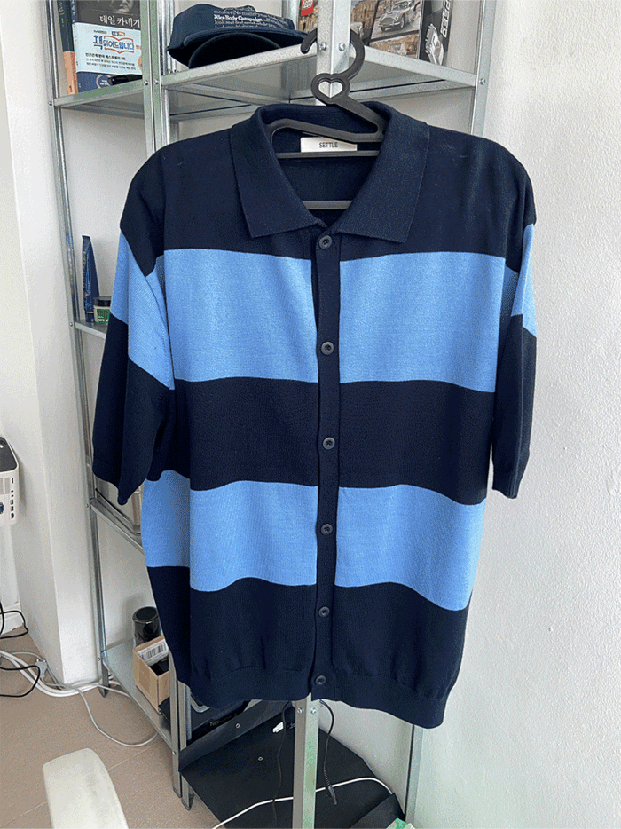 [문의폭주] Talo stripe collar knit cardigan