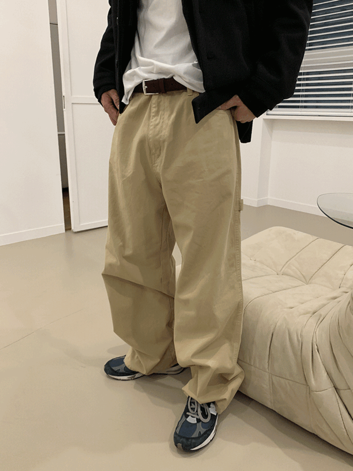 [추천/주문폭주] Patch wide carpneter pants